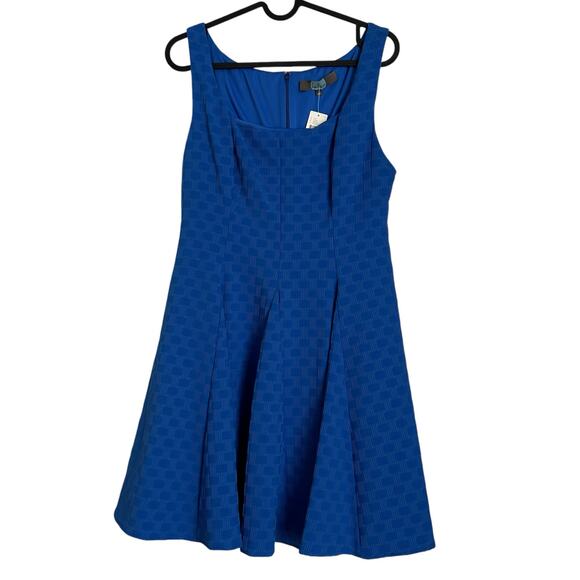 EVA FRANCO x ANTHROPOLOGIE Women's Sleeveless Blue Fit&Flare Dress Textured-Sz4P - Picture 1 of 4